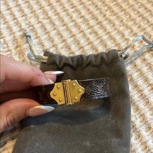 Louis Vuitton Monogram Bracelet with Gold Clasp authentic